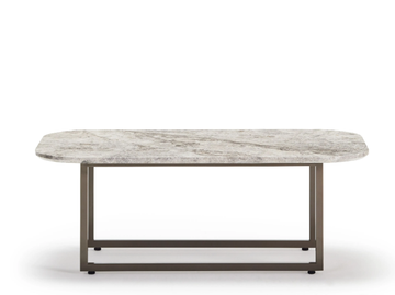 KATALANA - Rectangular low brass coffee table with marble top by Papell Design - view 2
